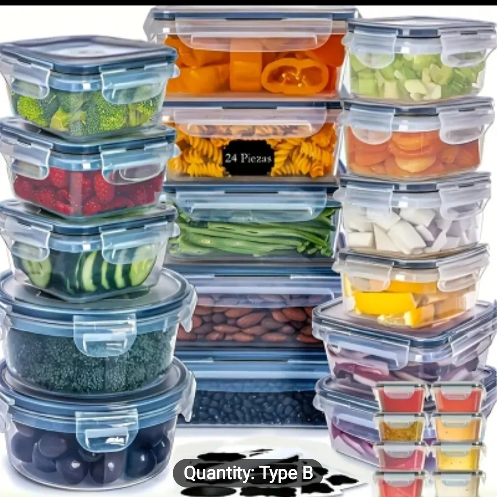 Airtight Food Storage Container Set - Clear and Blue - Picture 1 of 6